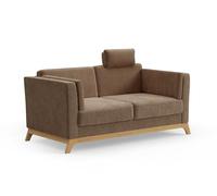 CAVADORE Canapé 2,5 Places Vida/canapé 2,5 Places au Design Tendance avec Cadre en Bois Massif en chêne, Appui-tête avec Coussin Douillet, 183 x 84 x 93 cm, Chenille, Marron Rouge