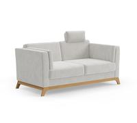 CAVADORE Canapé 2,5 Places Vida/canapé 2,5 Places au Design Tendance avec Cadre en Bois Massif en chêne, Appui-tête avec Coussin Douillet, 183 x 84 x 93 cm, Chenille, Beige
