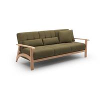 CAVADORE Canapé 3 Places Billan/Canapé-lit 3 Places Design scandinave avec lit et Structure en Bois Massif de hêtre / 199x88x106 / Tissu structuré Multicolore Vert