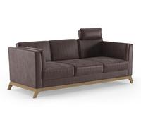 CAVADORE Canapé 3 Places Vida/Canapé 3 Places au Design Tendance avec Cadre en Bois Massif en hêtre - Appuie-tête avec Coussin Douillet - 213 x 84 x 93 cm - Microfibre - Marron