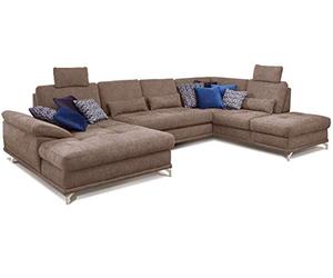 Cavadore Canapé Convertible d'Angle en Métal Taupe, Taille Large, Style Contemporain, Dos d'Oreiller, Forme L, Inclinable et Convertible, Nettoyage Facile, Pour Salle de Séjour