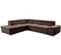 CAVADORE Canapé d'angle Alkatraz/Grand Canapé d'angle Convertible avec méridienne Gauche et appuie-tête réglable/Design Moderne / 274x66x228cm / Marron