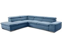 CAVADORE Canapé d'angle Alkatraz/Grand Canapé d'angle Convertible avec méridienne Gauche et appuie-tête réglable/Design Moderne / 274 x 66 x 228 cm/Bleu
