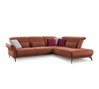 CAVADORE Canapé d'angle Cooper/canapé d'angle aéré avec ottomane Droit, Pieds en métal Noir et Housse en Velours côtelé Fin 294 x 88 x 242 cm