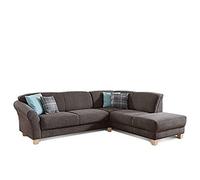 CAVADORE Canapé d'angle Gootlaand avec méridienne Droite/Grand canapé Style Maison de Campagne/avec Fonction de Traction et Coffre de lit/avec Ressorts / 257 x 84 x 212 / Gris foncé