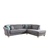 CAVADORE Canapé d'angle Gootlaand avec méridienne Droite/Grand canapé Style Maison de Campagne/avec Fonction de Traction et Coffre de lit/avec Ressorts / 257 x 84 x 212 / Gris