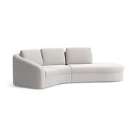 CAVADORE Canapé d'angle Jawa/Canapé d'angle près du Sol avec élément 1 Place et trapèze Semi-Circulaire (60 degrés) / 266 x 88 x 230 cm/Chenille Blanc Naturel