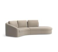 CAVADORE Canapé d'angle Jawa/Canapé d'angle près du Sol avec élément 1 Place et trapèze Semi-Circulaire (60 degrés) / 266 x 88 x 230 cm/Tissé à Plat, Beige