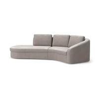 CAVADORE Canapé d'angle Jawa/Canapé d'angle près du Sol avec élément 1 Place et trapèze Semi-Circulaire (60 degrés) / 266 x 88 x 230 cm/Tissé à Plat, Gris Clair