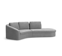 CAVADORE Canapé d'angle Jawa/Canapé d'angle près du Sol avec élément 1 Place et trapèze Semi-Circulaire (60 degrés) / 266 x 88 x 230 / Tissé à Plat, Gris