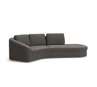 CAVADORE Canapé d'angle Jawa/Canapé d'angle près du Sol avec élément 1 Place et trapèze Semi-Circulaire (60 degrés) / 266 x 88 x 230 cm/Tissé à Plat, Marron foncé