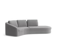 CAVADORE Canapé d'angle Jawa/Canapé d'angle près du Sol avec élément 1 Place et trapèze Semi-Circulaire (60 degrés) / 266 x 88 x 230 / Microfibre Gris Moyen