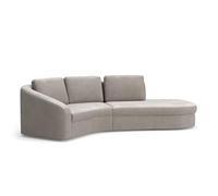 CAVADORE Canapé d'angle Jawa/Canapé d'angle près du Sol avec élément 1 Place et trapèze Semi-Circulaire (60 degrés) / 266 x 88 x 230 cm/Tissé à Plat, Gris Clair