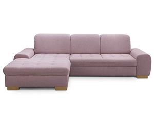 CAVADORE Canapé d'angle Lexi Style Maison de Campagne/canapé en Forme de L avec Chaise Longue XXL Gauche et Noyau à Ressorts/avec tête réglable / 275 x 82-99 x 173 cm/Tissu Plat : Vieux Rose
