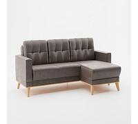 CAVADORE Canapé d'angle Lima avec Chaise Longue/canapé en Forme de L Imitation Daim avec Fonction Couchage + Coffre de lit/Cadre en Bois + surpiqûres dans Le Dos/Microfibre Marron Clair