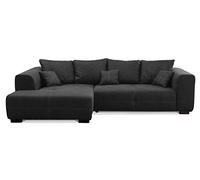 CAVADORE Canapé d'angle Mavericco avec Coussins - Canapé d'angle XXL au Design Moderne - Chaise Longue à Gauche - 285 x 69 x 170 cm - Aspect Cuir Gris foncé