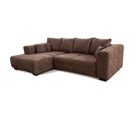 Cavadore Canapé d'angle Mavericco Canapé d'angle XXL avec Coussin, Chaise Longue à Gauche, Style Industriel, 285 x 69 x 170 cm (l x H x P), en Microfibre, Marron