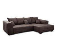 CAVADORE Canapé d'angle Mavericco XXL avec Coussin de Dossier et Coussin décoratif, Chaise Longue à Droite, Style Industriel, 285 x 69 x 170 cm (l x H x P), en Microfibre, Anthracite