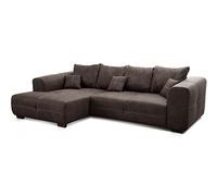 CAVADORE Canapé d'angle Mavericco XXL avec Coussin de Dossier et Coussin décoratif, Chaise Longue à Gauche, Style Industriel, 285 x 69 x 170 cm (l x H x P), en Microfibre, Anthracite