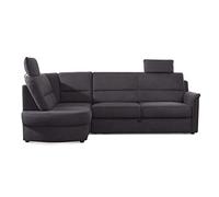 CAVADORE Canapé d'angle Paris à Ressorts/Petit canapé L avec siège Avant, tiroir de lit et Ottoman/avec 2 appuie-tête / 243 x 112 x 155 cm/Gris foncé