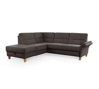 CAVADORE Canapé d'angle Wyk avec Noyau à Ressorts et méridienne - Style Maison de Campagne - avec Espace de Rangement et accoudoirs - Marron - 238 x 90 x 213 cm
