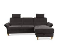 CAVADORE Canapé d'angle Wyk avec Noyau à Ressorts Style Maison de Campagne avec Long Chaise, lit, Coffre de lit, accoudoir + 2 appuie-têtes/252 x 90 x 162 cm Marron