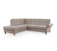 CAVADORE Canapé d'angle Wyk avec Pieds en Bois Jacquard Beige 238 x 90 x 213 cm