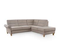 CAVADORE Canapé d'angle Wyk avec Pieds en Bois Jacquard Beige 238 x 90 x 213 cm