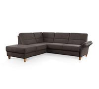 CAVADORE Canapé d'angle Wyk avec Pieds en Bois Jacquard Marron 238 x 90 x 213 cm