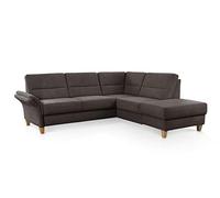 CAVADORE Canapé d'angle Wyk avec Pieds en Bois Jacquard Marron 238 x 90 x 213 cm