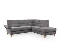 CAVADORE Canapé d'angle Wyk avec Ressorts et Pieds en Bois Jacquard Gris 238 x 90 x 213 cm