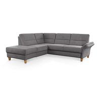 CAVADORE Canapé d'angle Wyk avec Ressorts et Pieds en Bois Jacquard Gris 238 x 90 x 213 cm