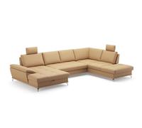 CAVADORE Castiel Salon paysager avec Noyau à Ressorts, canapé avec Chaise Longue XL, lit, Coffre de lit, réglage de la Profondeur d'assise, appuie-tête et Pieds en métal, 363 x 89-104 x 223 cm, en