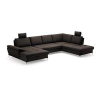 CAVADORE Castiel Salon paysager avec Noyau à Ressorts/canapé avec Grande Chaise Longue, lit, Coffre de lit, réglage de la Profondeur d'assise et appuie-têtes, 363 x 89-104 x 223 cm, en Cuir