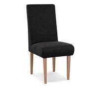 CAVADORE Chaise de salle à manger Kira / Chaise rembourrée pour cuisine, salle à manger ou cuisine de salon / Compatible avec l'ensemble de cuisine Kira / élimination facile des taches grâce au Soft Clean / 48 x 103 x 62 cm / Tissu plat : noir
