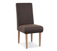 CAVADORE Chaise de salle à manger Kira / Chaise rembourrée pour cuisine, salle à manger ou cuisine de salon / Compatible avec l'ensemble de cuisine Kira / élimination facile des taches grâce au Soft Clean / 48 x 103 x 62 cm / Tissu plat : marron