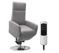 CAVADORE Cobra Fauteuil Relax Inclinable, avec 2 Moteurs Électriques Et Fonction Releveur, avec Télécommande, Max 130 kg, S : 71 x 108 x 82 cm, Aspect Cuir, Gris Clair
