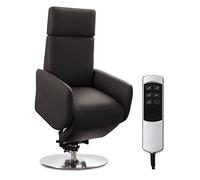 CAVADORE Cobra Fauteuil Relax Inclinable, avec 2 Moteurs Électriques Et Fonction Releveur, avec Télécommande, Max 130 kg, M : 71 x 110 x 82 cm, Cuir Véritable, Moka