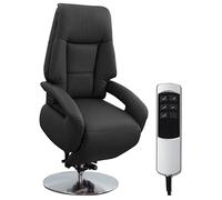 CAVADORE Edinburgh Fauteuil en Cuir véritable avec Aide au Lever et Fonction Relaxation réglable électriquement 2 Moteurs électriques Noir 74 x 114 x 77 cm