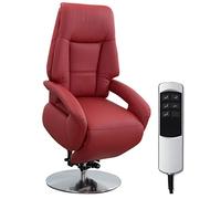CAVADORE Fauteuil en Cuir Edinburgh - avec Aide au Lever - Fonction Relaxation réglable électriquement - 2 Moteurs électriques - 74 x 114 x 77 cm - Cuir véritable - Rouge