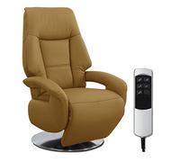 CAVADORE Fauteuil en Cuir Edinburgh avec Fonction Relaxation réglable électriquement - 2 Moteurs électriques - 74 x 114 x 77 cm - Cuir véritable - Jaune