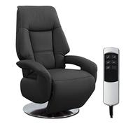 CAVADORE Fauteuil en Cuir Edinburgh avec Fonction Relaxation réglable électriquement - 2 Moteurs électriques - 74 x 114 x 77 cm - Cuir véritable - Noir