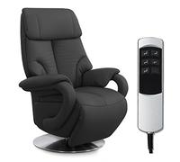 CAVADORE Fauteuil en Cuir Istanbul avec Fonction Relaxation réglable électriquement - 2 Moteurs électriques - 80 x 115 x 79 cm - Cuir véritable - Noir