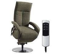 CAVADORE Fauteuil TV Tirol avec Batterie/Fauteuil TV avec Aide au Lever/Fonction Relaxation réglable électriquement / 2 Moteurs E/sans Fil / 74 x 112 x 82 cm/Tissu structuré : Vert
