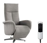 CAVADORE Juba Fauteuil TV avec Batterie, Facile d'entretien, Fonction Relaxation réglable électriquement, 2 Moteurs électriques, 75 x 112 x 82 cm, Housse Soft Clean, argenté