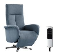 CAVADORE Juba Fauteuil TV avec Batterie, Facile d'entretien, Fonction Relaxation réglable électriquement, 2 Moteurs électriques, 75 x 112 x 82 cm, Housse Soft Clean, Bleu Clair