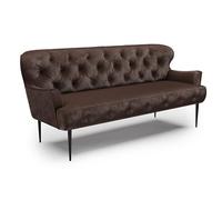 CAVADORE Küchensofa Amba Canapés, Bois d'ingénierie Métal Polyester, Microfibre Antique Chocco, 3-Sitzer