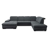 CAVADORE Lexi en Forme de U avec Chaise Longue XXL/avec lit, Coffre de lit, Espace de Rangement et Fonction tête de lit/élimination Facile des Taches grâce au Soft Clean / 329 x 82-99 x 224 cm /
