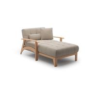 CAVADORE Longchair Billan/Recamière autoportante au Design scandinave avec lit et Structure en Bois Massif de hêtre / 109x88x185 / Tissé à Plat Beige