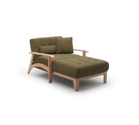 CAVADORE Longchair Billan/Recamière autoportante au Design scandinave avec lit et Structure en Bois Massif de hêtre / 109x88x185 / Tissu structuré Multicolore Vert
